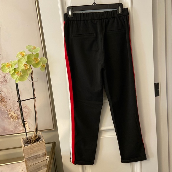 Zara Black Trousers with Red and White Stripe - Picture 1 of 7